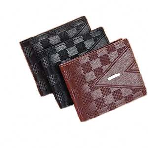 Custom 2024 Short Genuine <b>Men's</b> Embossed Leather <b>Wallet</b> High Quality Polyester Lining Open Closure Candy Pattern - Product Image 1