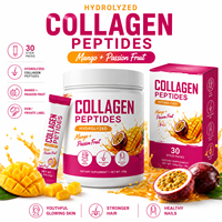 VitaHall OEM Gehydrolyseerde Collageen Peptide Poeder Mango + Passievrucht Type I III V X, Huid Haar Nagels 30 Stick Packs 150g
