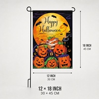 Drapeau de jardin d'Halloween 12x18 pouces, double face, résistant aux intempéries, en tissu robuste, avec motif citrouille et fantôme, pour la décoration de la cour et du jardin