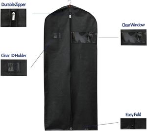Housse de costume noire 60x120cm, housse anti-poussière, sac de rangement pour manteaux, réutilisable, fermeture éclair intégrale, sac de voyage pour vêtements, utilisation à domicile - Product Image 2