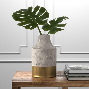Ceramica Gres Decorazioni <span class=keywords><strong>Per</strong></span> La Casa Vaso <span class=keywords><strong>di</strong></span> <span class=keywords><strong>Fiori</strong></span>-12x7.25 Pollici, <span class=keywords><strong>Cemento</strong></span> e Oro - Product Image 5