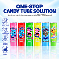 Tube d'emballage personnalisé pour chewing-gum, cylindre en aluminium et plastique avec bouchon à vis, impression UV, diamètre 12,7-35 mm