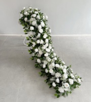 Bunga Artifisial Bola Mawar Hydrangea Tanaman Hijau Rangkaian Bunga Dekorasi Latar Belakang Pernikahan Hiasan Dinding Floral Perlengkapan Pesta