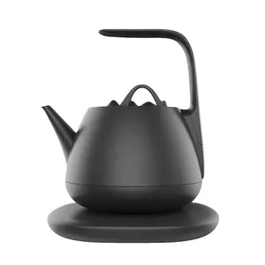Ketel listrik baja tahan karat hitam putih ketel teh elektrik portabel mini