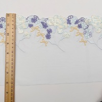 Kain Bordir Putih Terbaik, Kain Broderie Anglaise Lebar dengan Motif Bunga Biru untuk Gaun Pesta