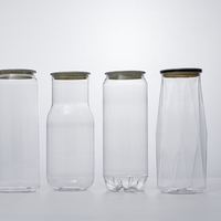 Vente chaude Bouteille en plastique PET transparente vide Pot de stockage alimentaire Personnalisable Soda Bière 550ml Boîtes en plastique Couvercle en aluminium