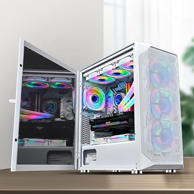 SNOWMAN Atx Pc Case With Openable Tempered Glass Side Panel Window Desk Cabinet for Gaming Computer Tower Case
