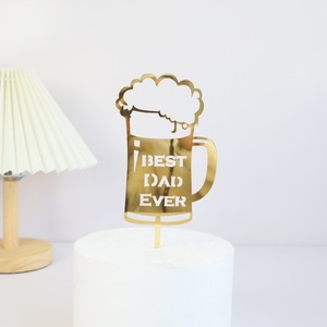 Décorations de gâteau en acrylique « Black Gold Love Papa » pour la fête des pères, décoration de <span class=keywords><strong>dessert</strong></span> DIY, fournitures pour anniversaire - Product Image 1