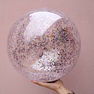 Bola Pantai Payet Jumbo Mainan Kolam Renang Gliter Raksasa Confetti Glitter Bola Pantai Bening Kolam Renang Air Menyenangkan - Product Image 4