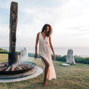 Premium Boho Maxi <b>Dress</b> Sleeveless V-Neck Solid Color Asymmetrical Hem <b>Loose</b> Fit Summer Casual <b>Dress</b> With Braided Waist Detail - Product Image 1
