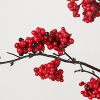 Fleurs de décoration de Noël et du Nouvel An, fruits rouges de la fortune, baies de houx, de haute qualité et réalistes, pour la décoration de la maison