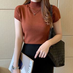 Nuova Moda: Maglione Casual Slim Fit a Collo Alto per Donne e Ragazze, Manica Corta, Tinta Unita, in <span class=keywords><strong>Maglia</strong></span> - Product Image 2