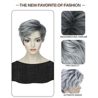 FH P13547 Highlight Gris Court Pixie Perruque Pas Cher Femmes Perruques Synthétiques