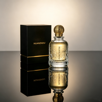Flacon de parfum de luxe en verre gaufré 100 ml avec capuchon doré, atomiseur de parfum rechargeable, emballage cosmétique sérigraphié