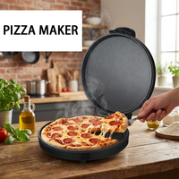 Machine à pizza électrique, plaque plate, surface antiadhésive, 1400 watts, cuisson rapide, contrôle de la température réglable, pour la maison et l'hôtel