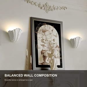 Applique da Parete in Gesso Bianco a Forma di Conchiglia con Texture Scolpita e Luce Morbida Direzionata Verso l'Alto <span class=keywords><strong>per</strong></span> Camera da Letto, Comodino, Corridoio, Scala, Hotel, Villa - Product Image 2