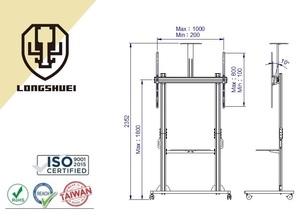 100" floor <b>TV</b> stand <b>TV</b> cart for cctv <b>camera</b> use - Product Image 3