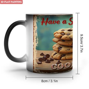 Frosted Black 11oz <b>Ceramic</b> Mug Heat Activated Color Changing Drinking <b>Cup</b> For Friend Gathering Party - Product Image 1