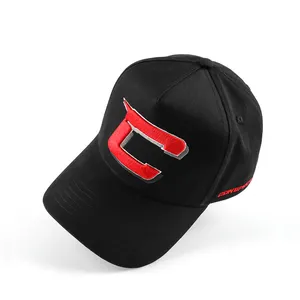 Kustom 3D logo bordir 5 panel topi mesh iklan luar ruangan kualitas tinggi logo hitam pada topi bisbol topi