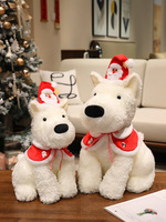 Jouet en peluche chien Westie de Noël mignon avec rembourrage en coton PP super doux, design brodé anti-stress
