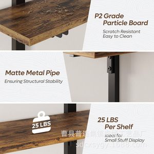 <b>Wall</b>-mounted Wooden <b>Floating</b> <b>Shelf</b> Multi-tiered Storage Rack For Bathroom With Foldable Support Durable Design - Product Image 4