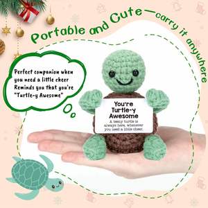 Cadeaux faits main en fil de laine, motifs animaux tortue, émotionnels et positifs, modernes, pour Noël, la Saint-Valentin, Pâques, anniversaires, pour femmes, hommes, enfants - Product Image 4