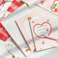 Deli — ensemble de papeterie pour note adhésive, petit bloc-notes créatif kawaii, feuillet autocollant avec poches, cerises, pour bébé