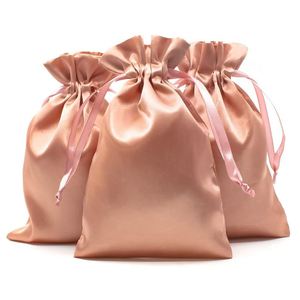 Sac en satin rose doré à cordon de serrage, cadeau personnalisé pour mariage, baby shower, Noël, fête - Product Image 1