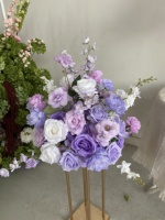 Boule de fleurs blanche et violette de grande taille de haute qualité H-990 pour la décoration des centres de table de mariage