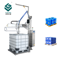 Machine de remplissage semi-automatique pour fûts IBC de grande capacité, pour détergents, pesticides, colle, lubrifiants, avec une précision de +-0,2% grâce au système Mettler Toledo