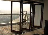 Vente d'usine - Porte pliante extérieure en aluminium pour résidence, double vitrage, porte accordéon pour patio