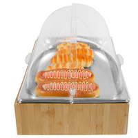 Snack Vitrine Hôtel Restaurant Fournitures Buffet Équipement Alimentaire Affichage Casserole Avec Pc Couverture Froid En Acier Inoxydable cadre en bois