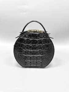 Sac à bandoulière noir en cuir de crocodile 100% pour femme, sac à main toutes saisons avec fermeture éclair, sac classique - Product Image 1