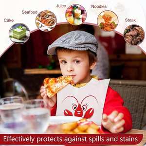 Baberos Desechables de Plástico Impresos Personalizados para Adultos, Delantal Impermeable para Restaurante con Diseño de Mariscos, Langosta y Cangrejo - Product Image 6