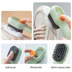 Wholesale Multifunction Automatic Shoe Brush, Long Handle Soft <b>Cleaning</b> Tool for <b>Clothes</b> & Shoes, Plastic Brush with Hook - Product Image 2