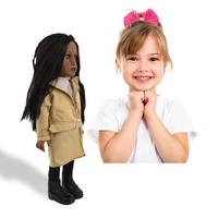 Joints mobiles à la mode 18 pouces poupées noires modèle jouet ensemble pour filles jouets avec de longs cheveux noirs et paquet