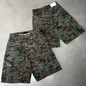 Custom Digital Printed Washed Baggy Distressed Ripstop Canvas Camo <strong>Shorts</strong> Designer Camouflage Wide <strong>Leg</strong> Knee Leghth Jorts for <strong>Men</strong> - Product Image 1