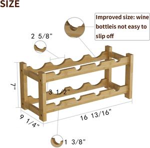 Soporte <span class=keywords><strong>de</strong></span> madera para encimera, estante <span class=keywords><strong>de</strong></span> almacenamiento <span class=keywords><strong>de</strong></span> <span class=keywords><strong>vino</strong></span>, 8 botellas, 2 niveles, bambú - Product Image 2