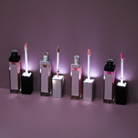 Tube Lip Gloss Pelembap Label Pribadi dengan Lampu LED & Cermin Kemasan Kustom Lip Gloss Cair dengan Pencahayaan Terintegrasi