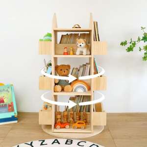 Estantería de madera Montessori <span class=keywords><strong>para</strong></span> preescolar, armario de almacenamiento de <span class=keywords><strong>libros</strong></span> de rotación <span class=keywords><strong>para</strong></span> jardín de infantes, estantería vertical estándar <span class=keywords><strong>para</strong></span> bebés, guardería - Product Image 3