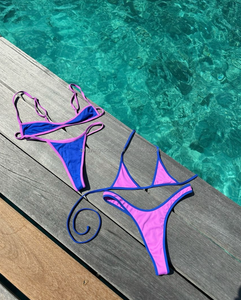 Đồ bơi hai mảnh chất lượng cao, họa tiết kẻ ca rô báo đốm, kiểu Brazil, dây đeo có thể điều chỉnh, khóa cài, thiết kế OEM tùy chỉnh. - Product Image 1