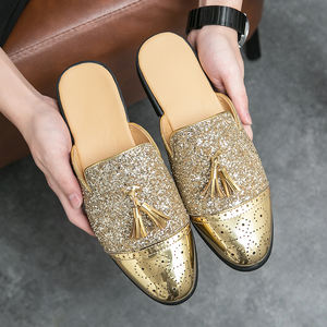 Nouveaux modèles mocassins tabi tendance pour femmes <span class=keywords><strong>mules</strong></span> plates à paillettes brillantes chaussures grande taille <span class=keywords><strong>47</strong></span> chaussures de fête pour hommes bout pointu marque célèbre - Product Image 6