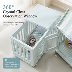 Villa Acrílica Panorámica Premium <span class=keywords><strong>para</strong></span> Perros, Visibilidad 360°, <span class=keywords><strong>Casa</strong></span> Móvil <span class=keywords><strong>para</strong></span> Perros Pequeños, Corral <span class=keywords><strong>para</strong></span> Mascotas Interior/Exterior con Ruedas Universales - Product Image 2