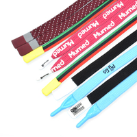 Cordon de serrage plat rond en polyester avec logo personnalisé, embout en plastique trempé dans du silicone, lacets de chaussures