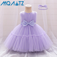 Robes de cérémonie pour petites filles avec nœud papillon et tulle superposé, Robes de fête pour enfants, Robes de demoiselles d'honneur, Robes d'anniversaire pour filles de 2 ans - Vente en gros