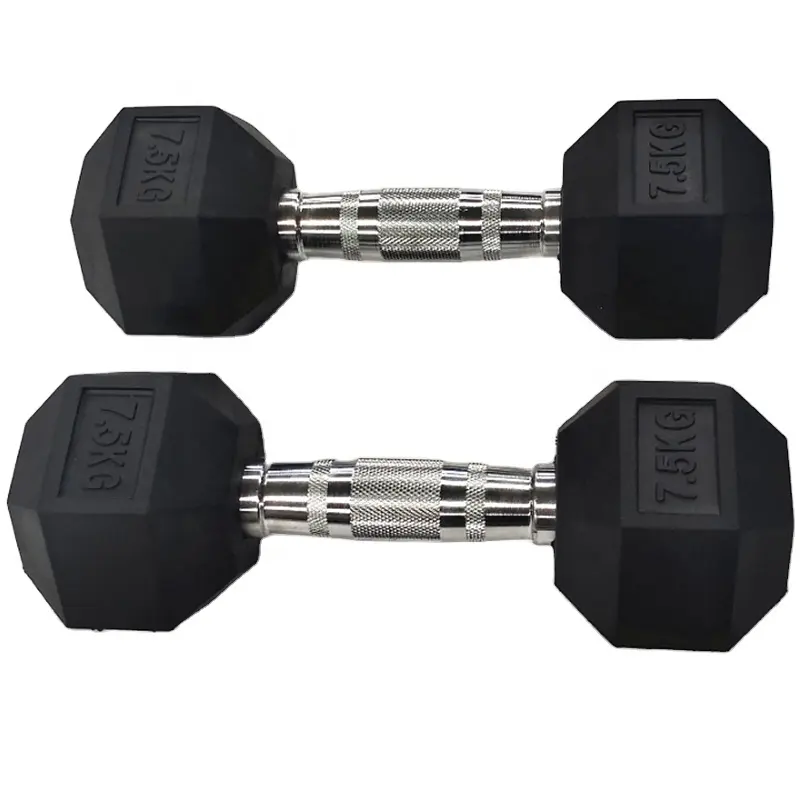 Pabrik dumbbell dilapisi karet produk penjualan besar ukuran LB dan KG tersedia