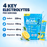 Vente en gros de poudre de BCAA + électrolytes en sachets, 30 sachets, saveur citron, complément nutritionnel sportif
