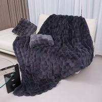 Manta de Franela de Poliéster Acogedora y Suave, con Patrón Impreso, Imitación de Piel de Conejo y Visón, para Cama Doble, Queen y King Size, Ideal para Invierno