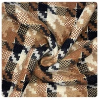 Tissu Tweed Pied-de-Poule Mel Tone Personnalisable 433 g/m², 100 % Polyester avec Fil Doré pour Manteaux, Blazers, Jupes et Sacs pour Filles