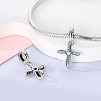 Abalorios de Plata 925 MULA, Serie Azul, Forma de Mariposa, Colgantes Originales de Moda para Hacer Joyería DIY con Circonita